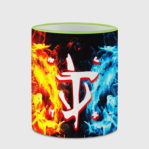 Кружка цветная Doom битва огонь / 3D-Светло-зеленый кант – фото 2