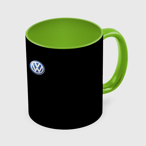 Кружка цветная Volkswagen logo auto / 3D-Белый + светло-зеленый – фото 1