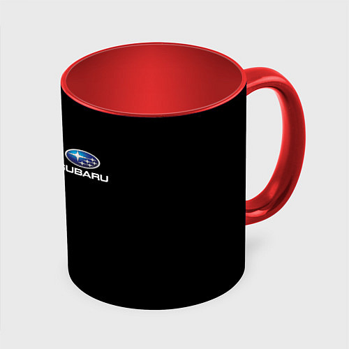 Кружка цветная Subaru logo auto / 3D-Белый + красный – фото 1