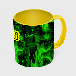 Кружка цветная PUBG green fire game