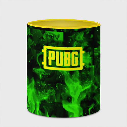 Кружка цветная PUBG green fire game / 3D-Белый + желтый – фото 2