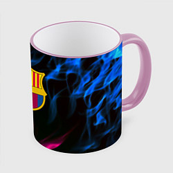 Кружка 3D Barcelona neon flame, цвет: 3D-розовый кант