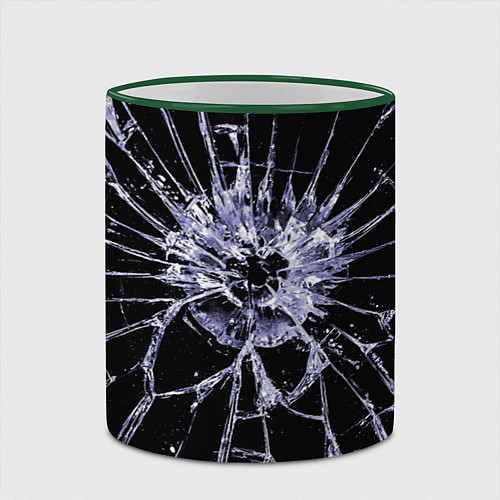 Кружка цветная Разбитое стекло - минимализм / 3D-Зеленый кант – фото 2