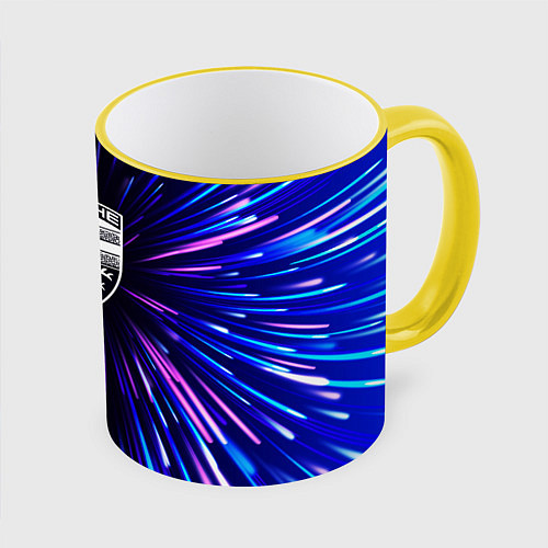 Кружка цветная Porsche neon energy / 3D-Желтый кант – фото 1