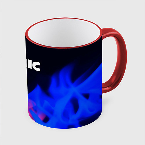 Кружка цветная Sonic neon flame / 3D-Красный кант – фото 1