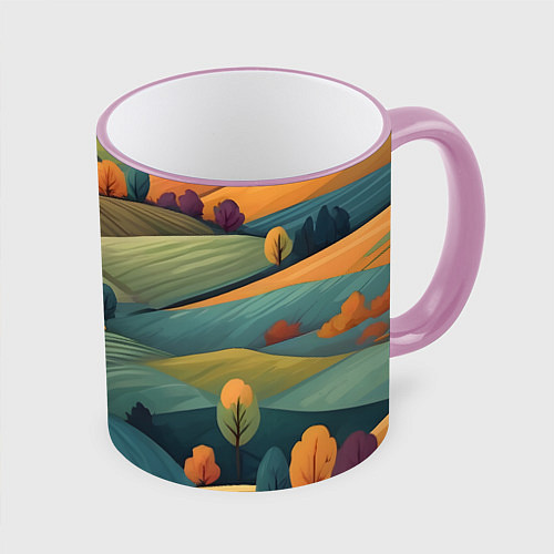 Кружка цветная Луга поля / 3D-Розовый кант – фото 1