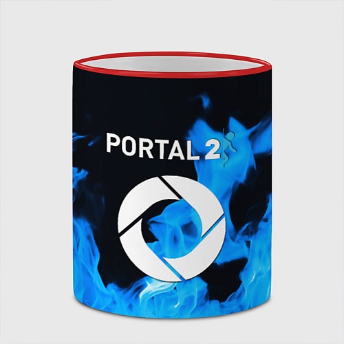 Кружка цветная Portal 2 blue flame / 3D-Красный кант – фото 2