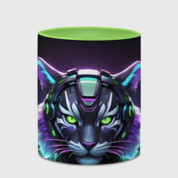 Кружка 3D Неоновый кибертигр, цвет: 3D-белый + светло-зеленый — фото 2