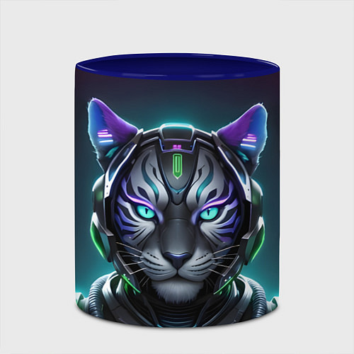 Кружка цветная Неоновый тигр / 3D-Белый + синий – фото 2