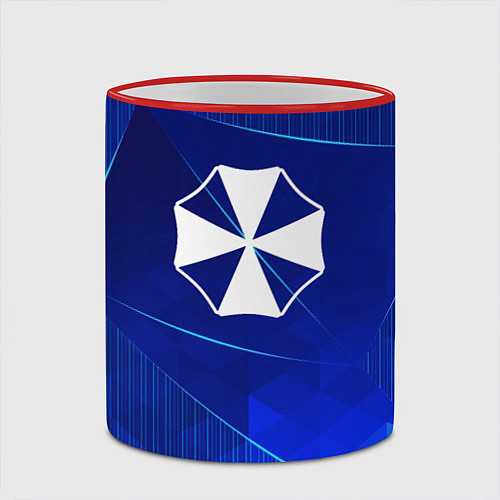 Кружка цветная Resident Evil blue poly / 3D-Красный кант – фото 2