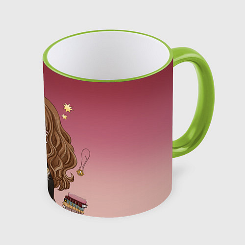 Кружка цветная Гермиона Грейнджер / 3D-Светло-зеленый кант – фото 1
