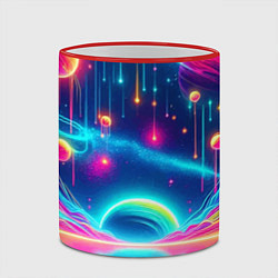 Кружка 3D Неоновый космос - нейроарт фантазия, цвет: 3D-красный кант — фото 2