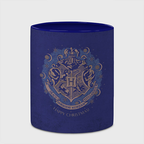 Кружка цветная Happy Christmas - Hogwarts / 3D-Белый + синий – фото 2