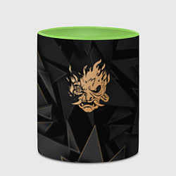 Кружка 3D Cyberpunk 2077 golden poly, цвет: 3D-белый + светло-зеленый — фото 2