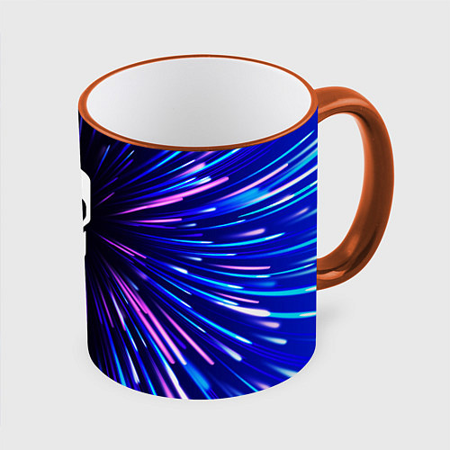 Кружка цветная David Bowie neon energy / 3D-Оранжевый кант – фото 1