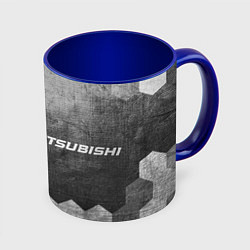 Кружка 3D Mitsubishi - grey gradient по-горизонтали, цвет: 3D-белый + синий