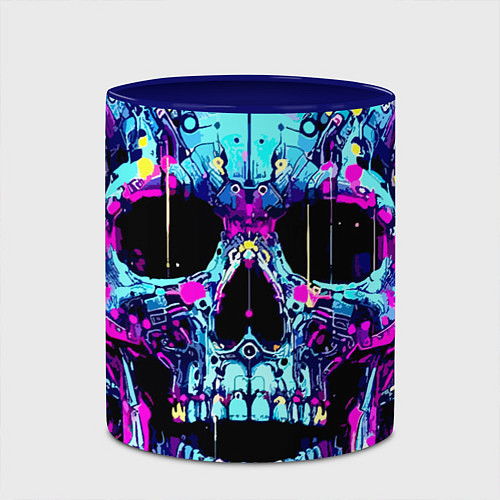 Кружка цветная Cool skull sketch - blots / 3D-Белый + синий – фото 2