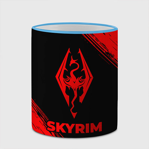 Кружка цветная Skyrim - red gradient / 3D-Небесно-голубой кант – фото 2