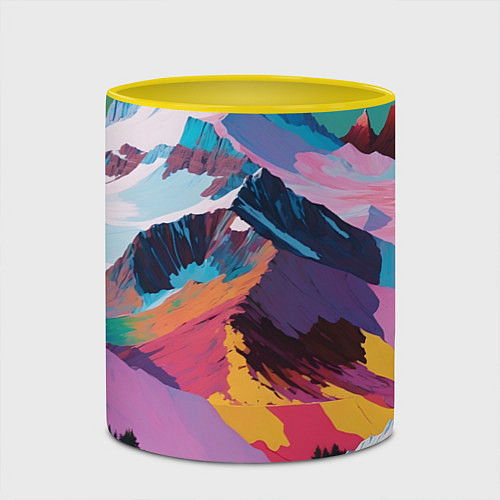 Кружка цветная Горы краски / 3D-Белый + желтый – фото 2