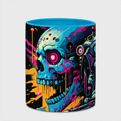 Кружка 3D Cool cyber skull - ai art, цвет: 3D-белый + небесно-голубой — фото 2