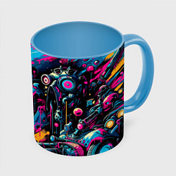 Кружка цветная Cool cyber skull - ai art