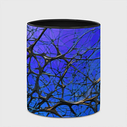 Кружка 3D Чёрные волокна и синий фон абстракция, цвет: 3D-белый + черный — фото 2
