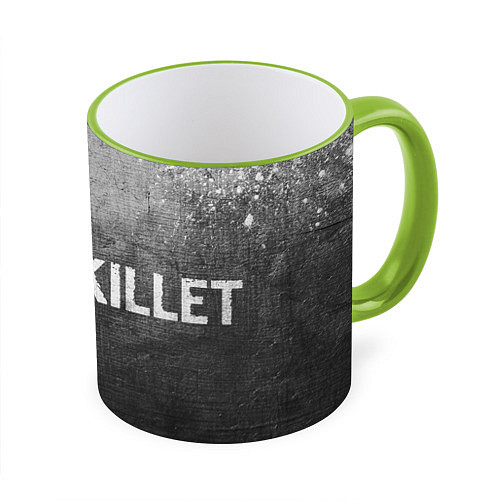 Кружка цветная Skillet - grey gradient по-горизонтали / 3D-Светло-зеленый кант – фото 1