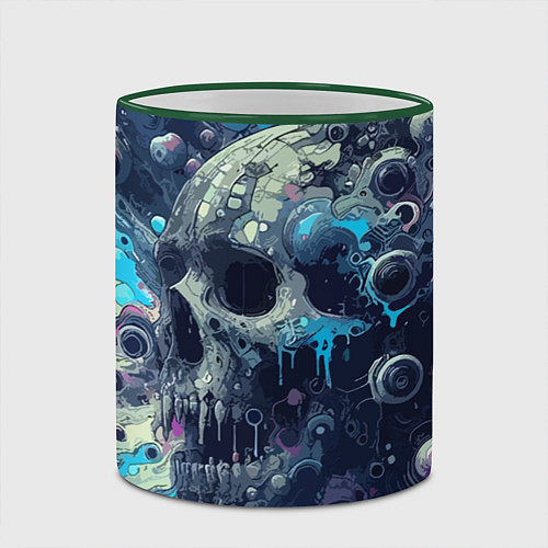 Кружка цветная Vanguard compozition with skull - ai art fantasy / 3D-Зеленый кант – фото 2