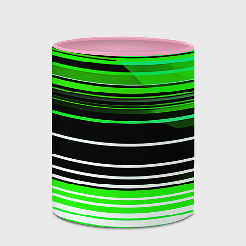 Кружка цветная Разноцветные вертикальные линии / 3D-Белый + розовый – фото 2