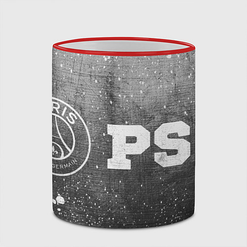 Кружка цветная PSG - grey gradient по-горизонтали / 3D-Красный кант – фото 2