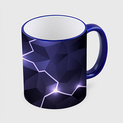 Кружка 3D Молниеносная геометрия с подсветкой, цвет: 3D-синий кант