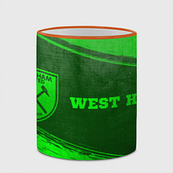 Кружка 3D West Ham - green gradient по-горизонтали, цвет: 3D-оранжевый кант — фото 2