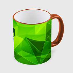 Кружка 3D David Bowie green poly, цвет: 3D-оранжевый кант