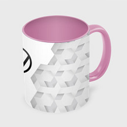 Кружка 3D Volkswagen white poly, цвет: 3D-белый + розовый