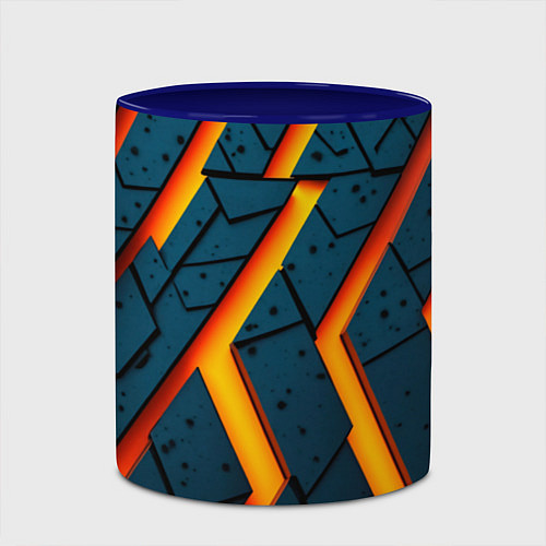 Кружка цветная Металлическая броня и оранжевое свечение / 3D-Белый + синий – фото 2