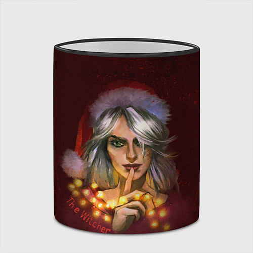 Кружка цветная Цирилла в шапке - The Witcher new year / 3D-Черный кант – фото 2