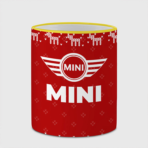 Кружка цветная Новогодний Mini с оленями / 3D-Желтый кант – фото 2