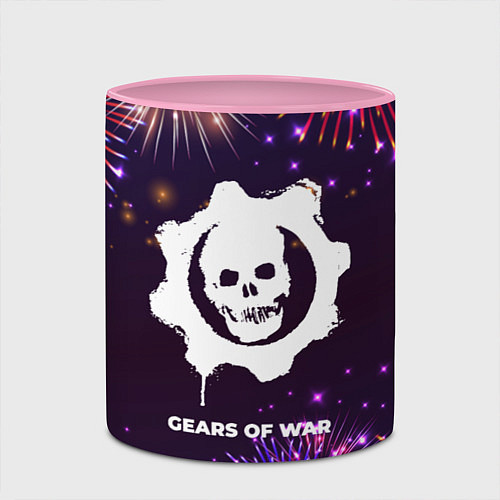Кружка цветная Праздничный Gears of War / 3D-Белый + розовый – фото 2