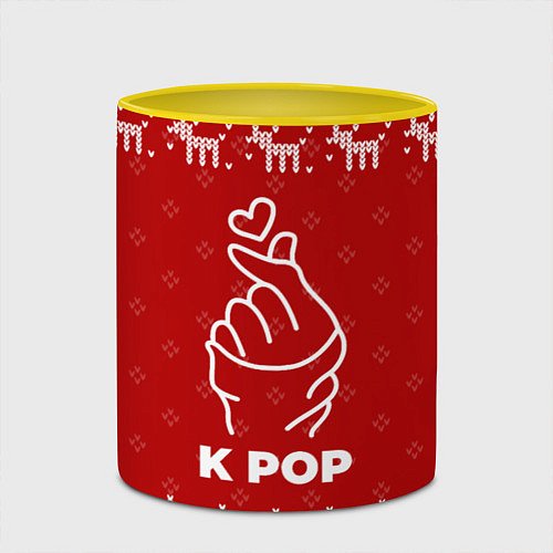 Кружка цветная Новогодний K Pop с оленями / 3D-Белый + желтый – фото 2
