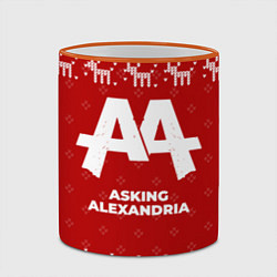 Кружка 3D Новогодний Asking Alexandria с оленями, цвет: 3D-оранжевый кант — фото 2