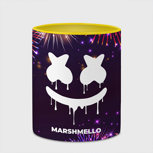 Кружка цветная Праздничный Marshmello / 3D-Белый + желтый – фото 2
