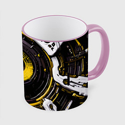 Кружка 3D Жёлтая сфера киберпанк, цвет: 3D-розовый кант