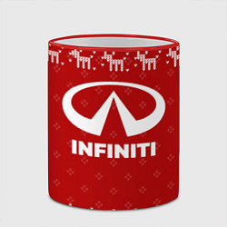 Кружка 3D Новогодний Infiniti с оленями, цвет: 3D-красный кант — фото 2