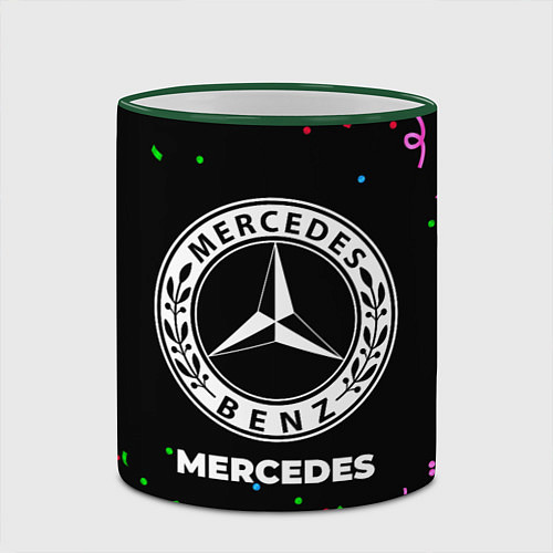 Кружка цветная Mercedes конфети / 3D-Зеленый кант – фото 2