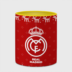 Кружка 3D Новогодний Real Madrid с оленями, цвет: 3D-белый + желтый — фото 2