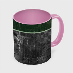 Кружка 3D Боевая девушука-киборг, цвет: 3D-белый + розовый