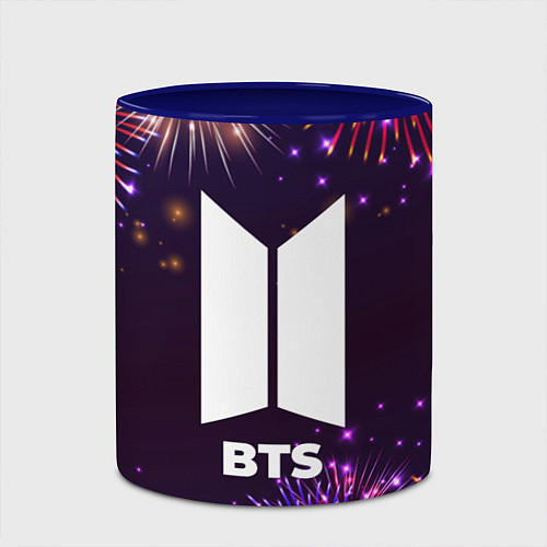 Кружка цветная Праздничный BTS / 3D-Белый + синий – фото 2