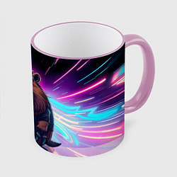 Кружка 3D Капибара нео, цвет: 3D-розовый кант