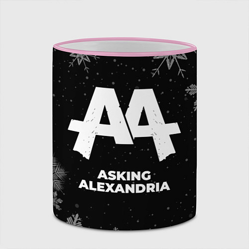 Кружка цветная Снежный Asking Alexandria / 3D-Розовый кант – фото 2