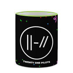 Кружка 3D Twenty One Pilots конфети, цвет: 3D-светло-зеленый кант — фото 2